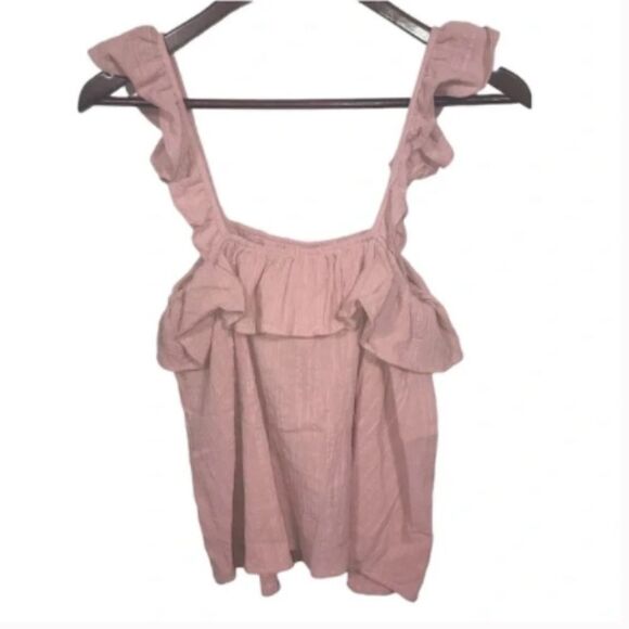 Sienna Sky Tops - Sienna Sky Pink Ruffle Sleeveless Tank Top